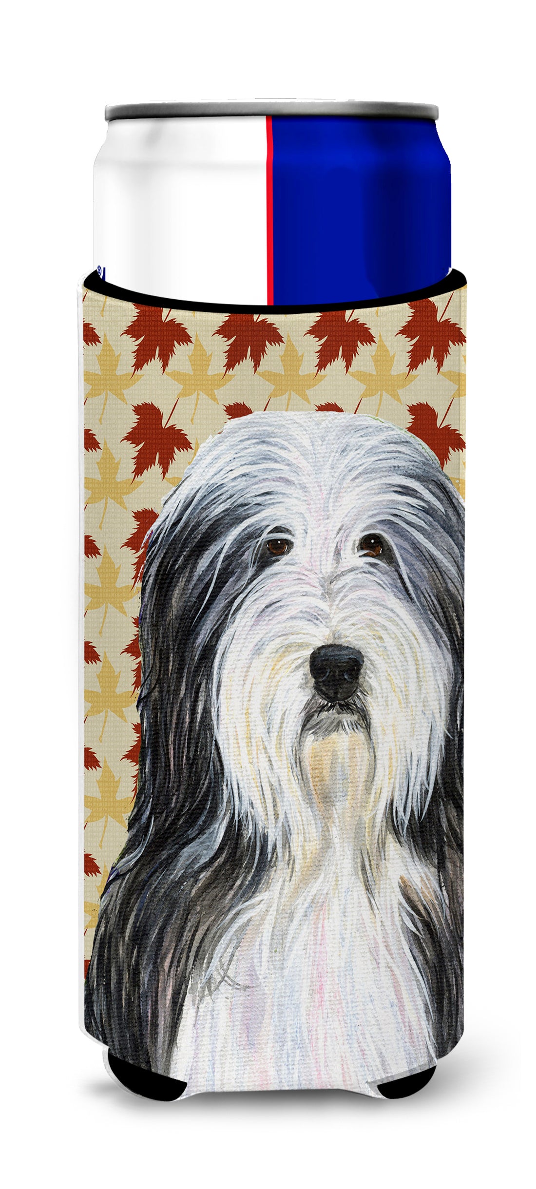 Bearded Collie Fall Leaves Portrait Ultra Beverage Insulators for slim cans SS4359MUK.