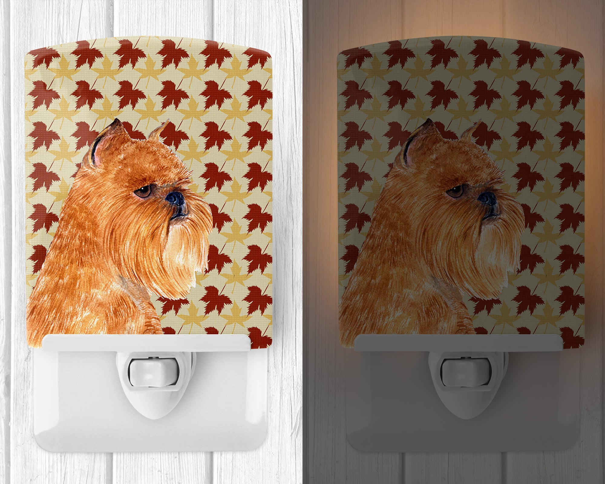 Brussels Griffon Fall Leaves Portrait Ceramic Night Light SS4362CNL - the-store.com