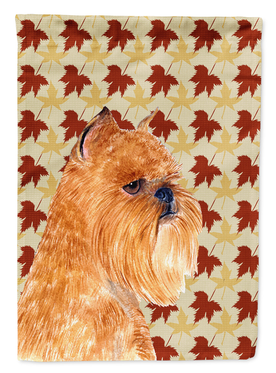 Brussels Griffon Fall Leaves Portrait Flag Garden Size.