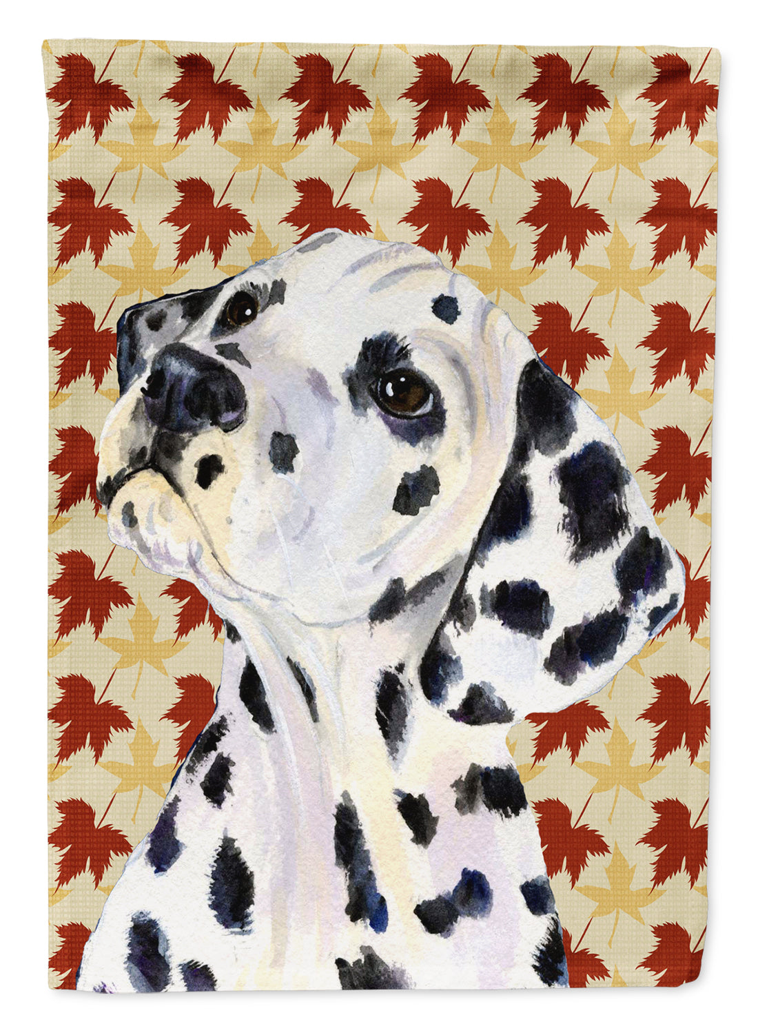 Dalmatian Fall Leaves Portrait Flag Canvas House Size  the-store.com.