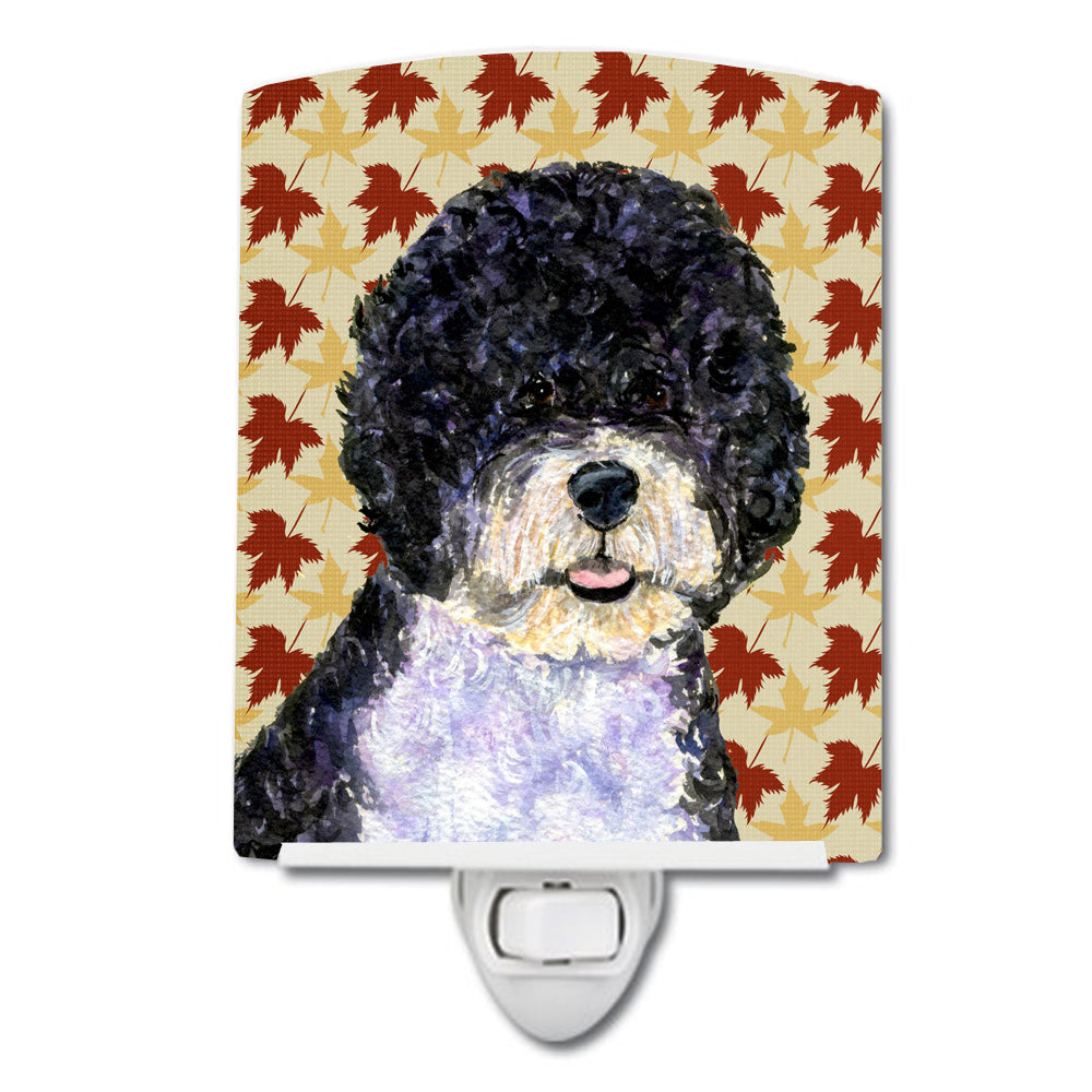 Portuguese Water Dog Fall Leaves Portrait Ceramic Night Light SS4366CNL - the-store.com