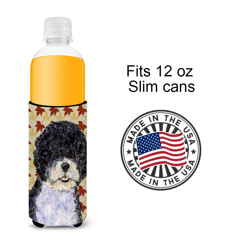 Portuguese Water Dog Fall Leaves Portrait Ultra Beverage Insulators for slim cans SS4366MUK.