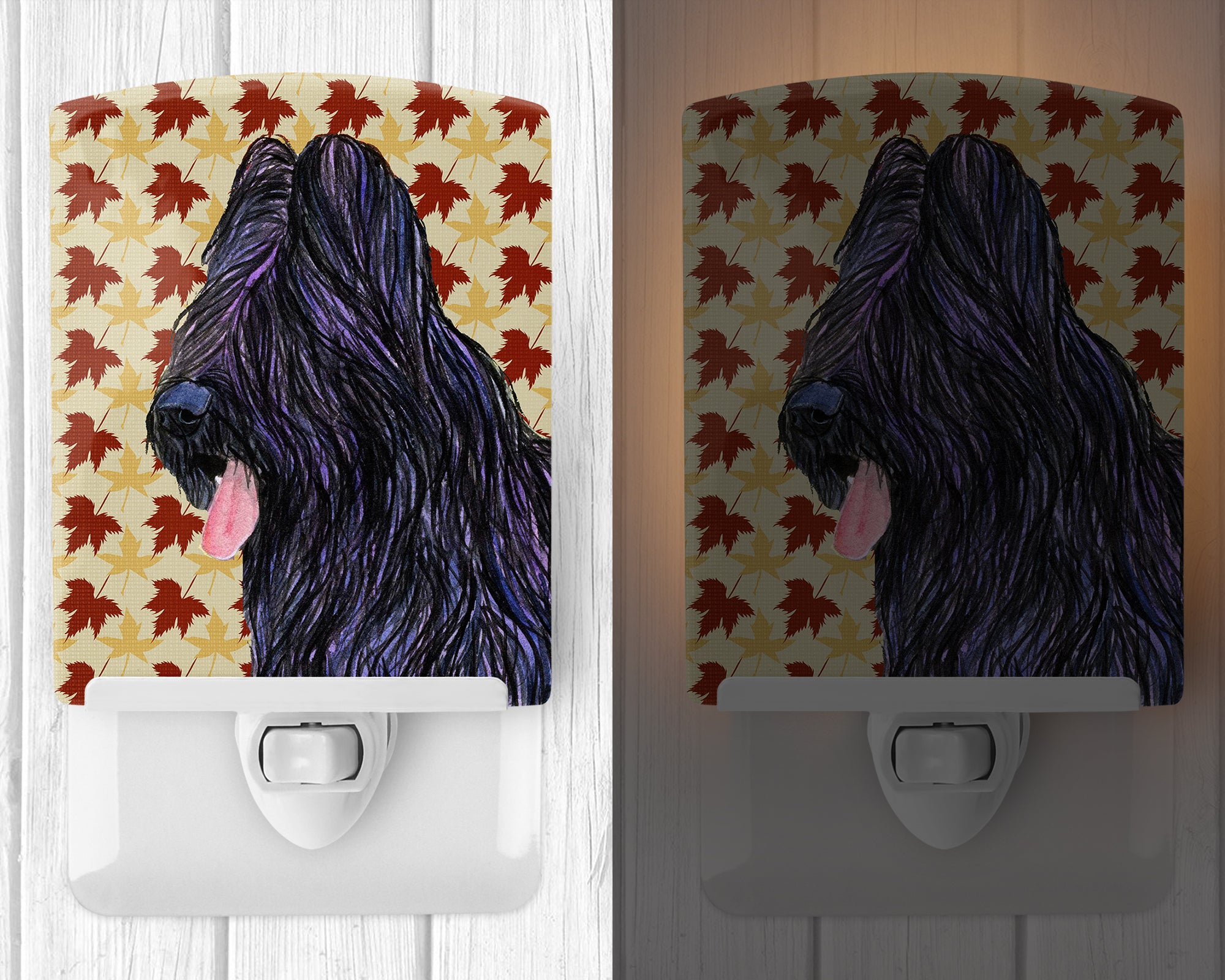 Briard Fall Leaves Portrait Ceramic Night Light SS4367CNL - the-store.com