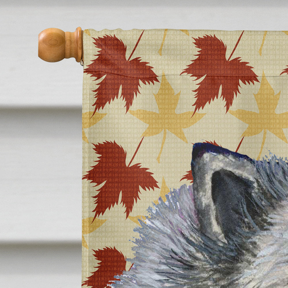 Keeshond Fall Leaves Portrait Flag Canvas House Size  the-store.com.