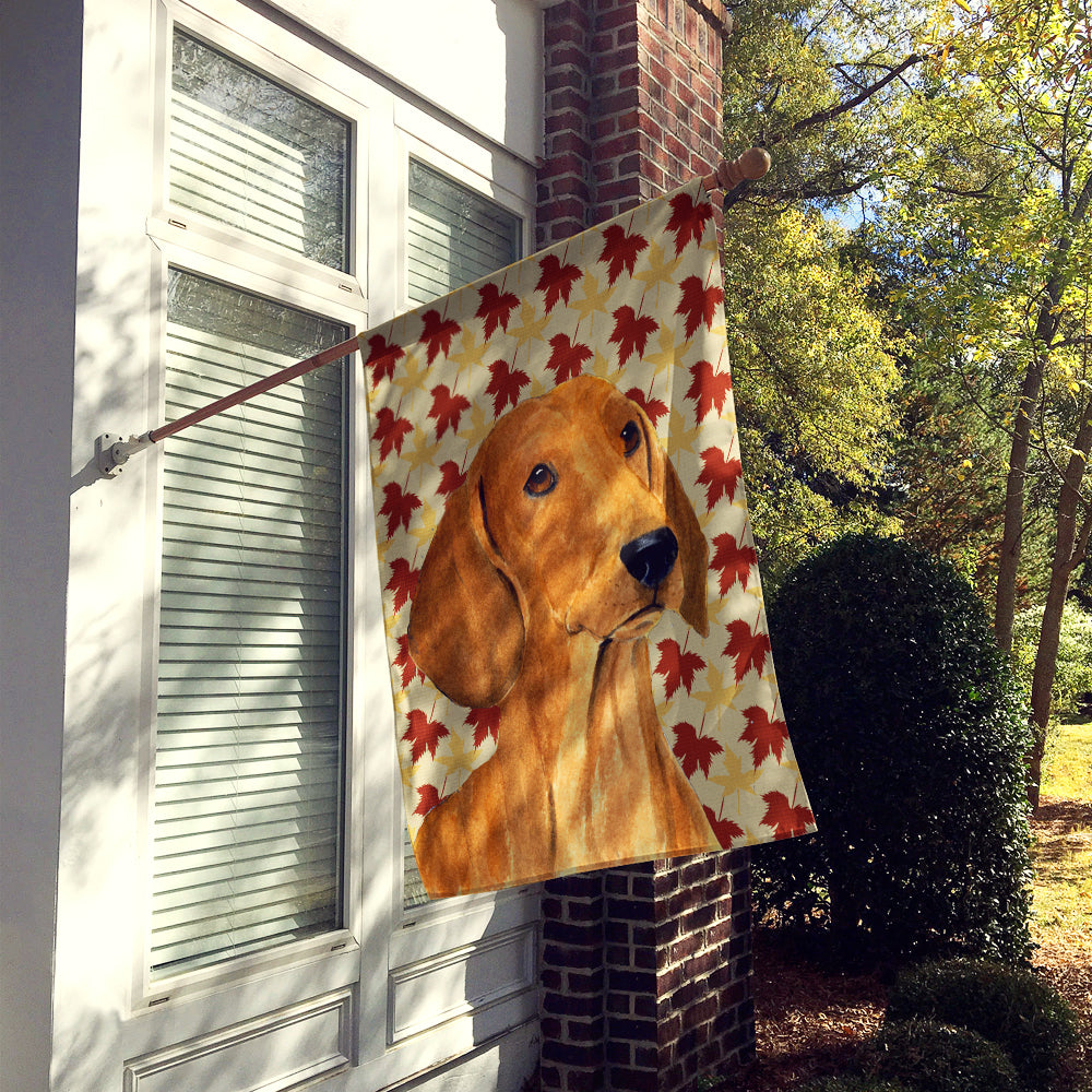 Dachshund Fall Leaves Portrait Flag Canvas House Size  the-store.com.