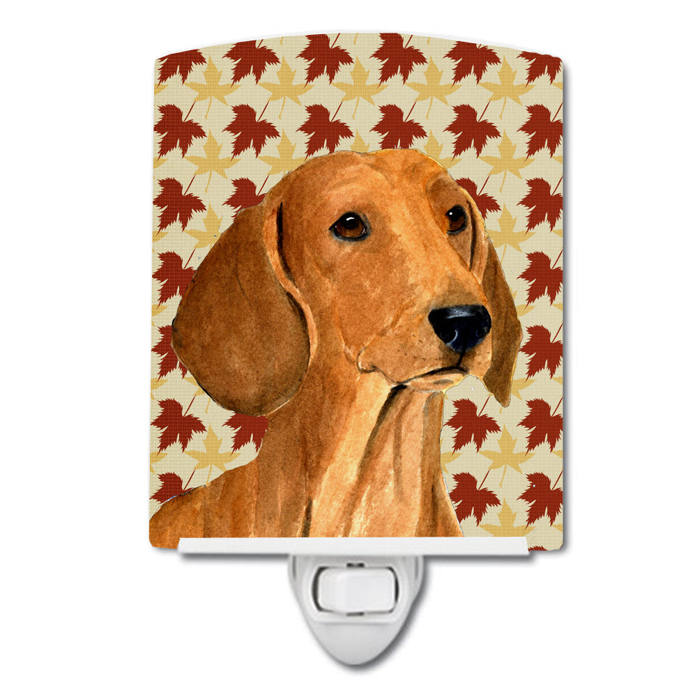 Dachshund Fall Leaves Portrait Ceramic Night Light SS4369CNL - the-store.com