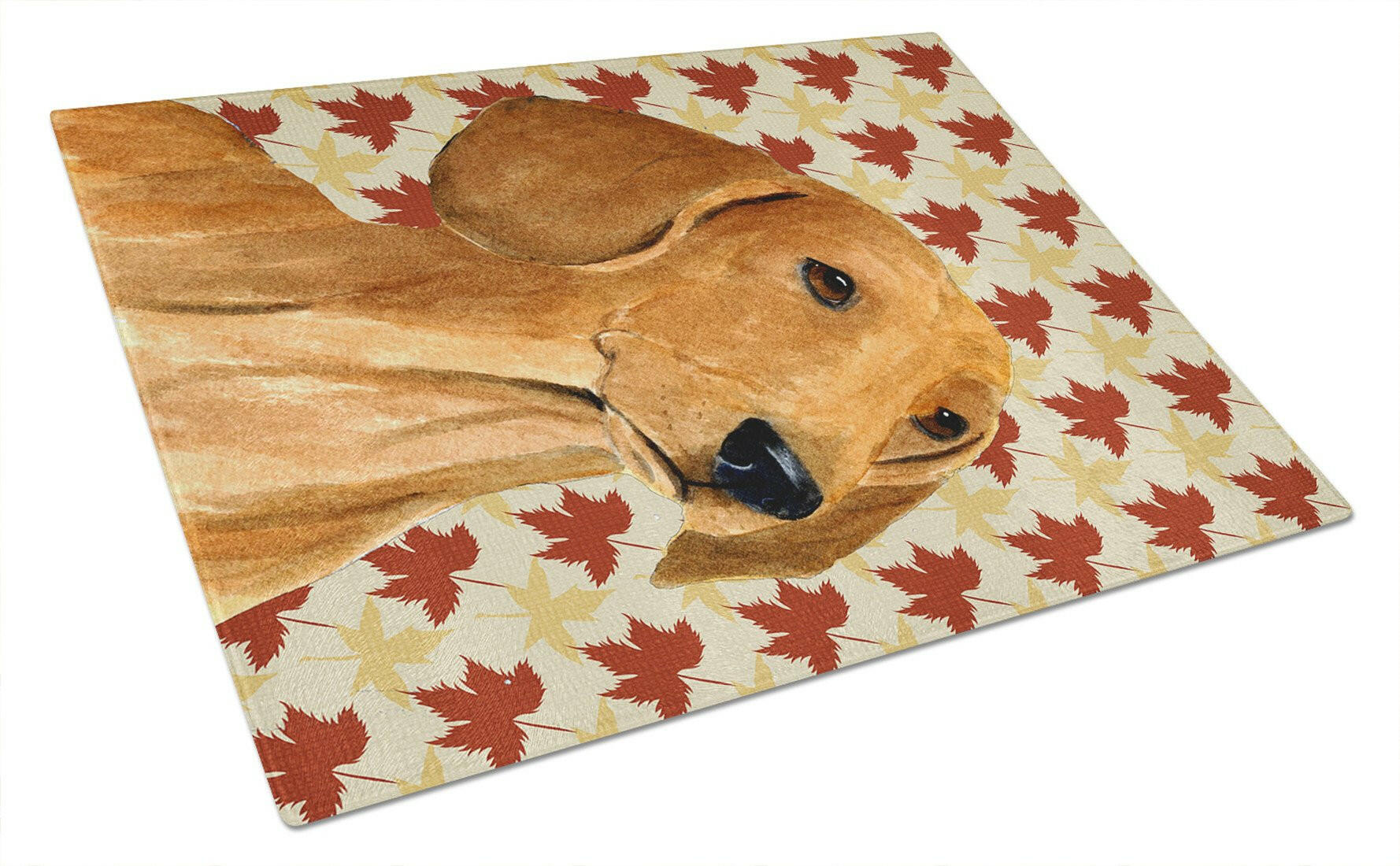 Dachshund Fall Leaves Portrait Glass Cutting Board Large by Caroline's Treasures