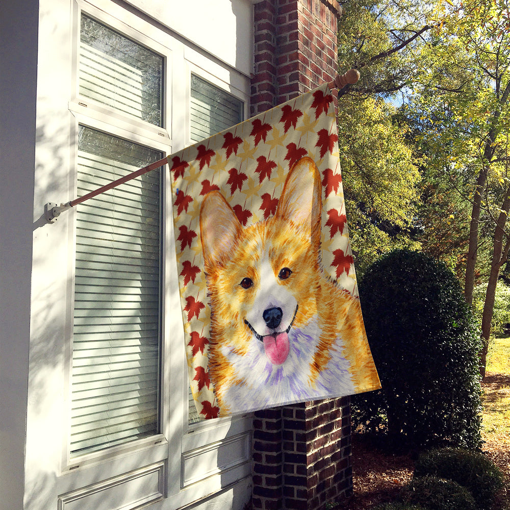 Corgi Fall Leaves Portrait Flag Canvas House Size  the-store.com.