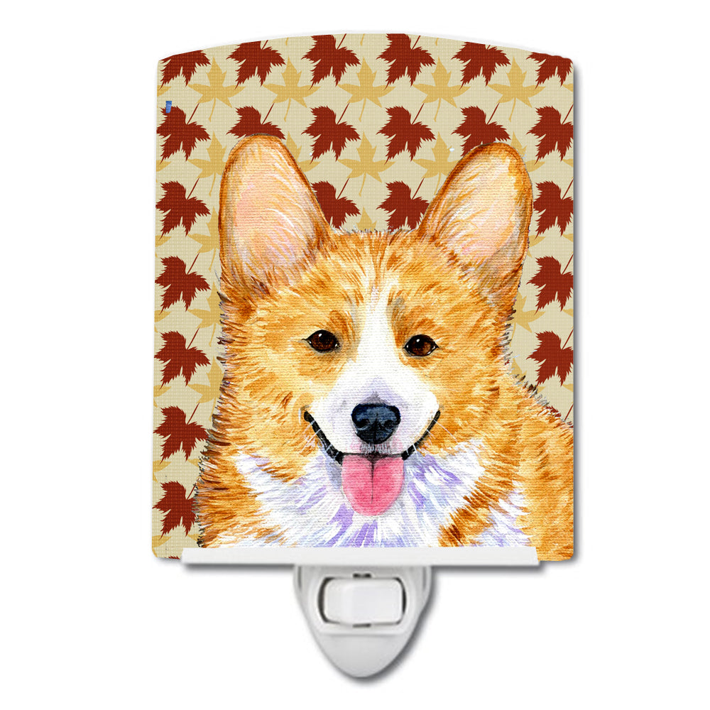 Corgi Fall Leaves Portrait Ceramic Night Light SS4370CNL - the-store.com