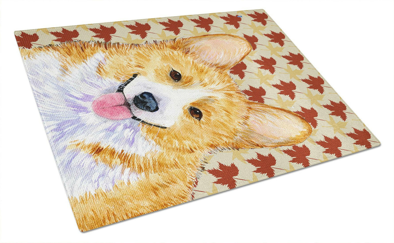 Corgi Fall Leaves Portrait Glass Cutting Board Large by Caroline's Treasures