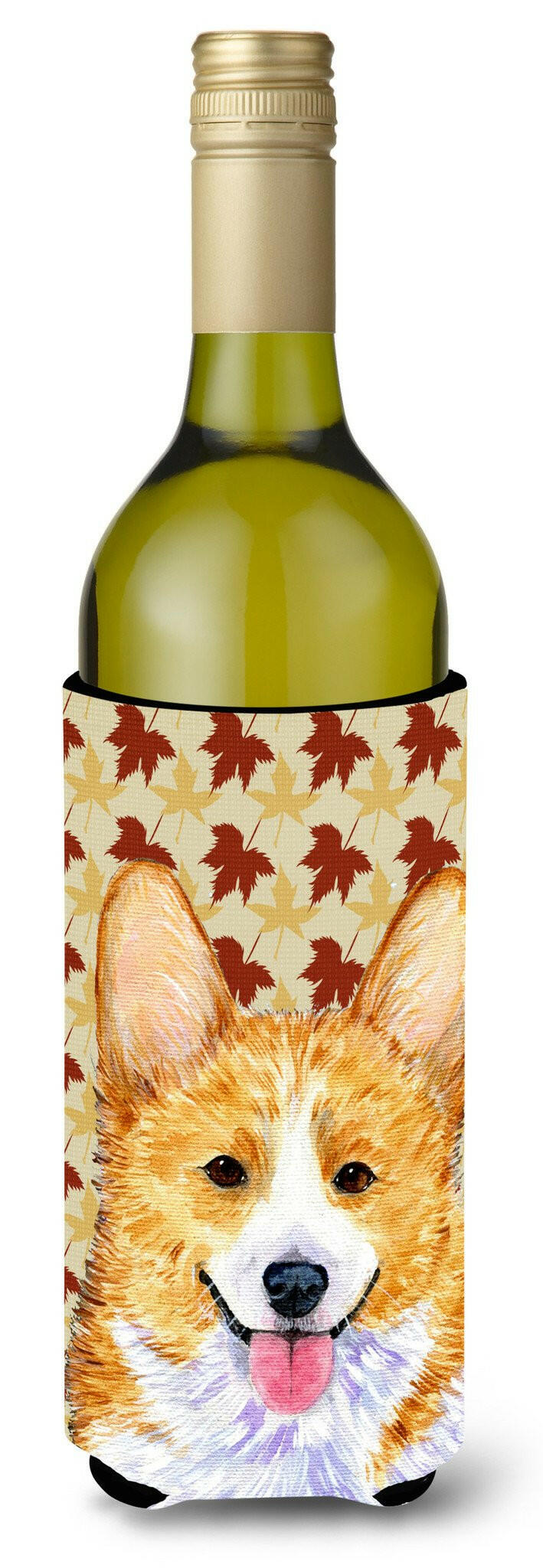 Corgi Fall Leaves Portrait Wine Bottle Beverage Insulator Beverage Insulator Hugger SS4370LITERK by Caroline&#39;s Treasures