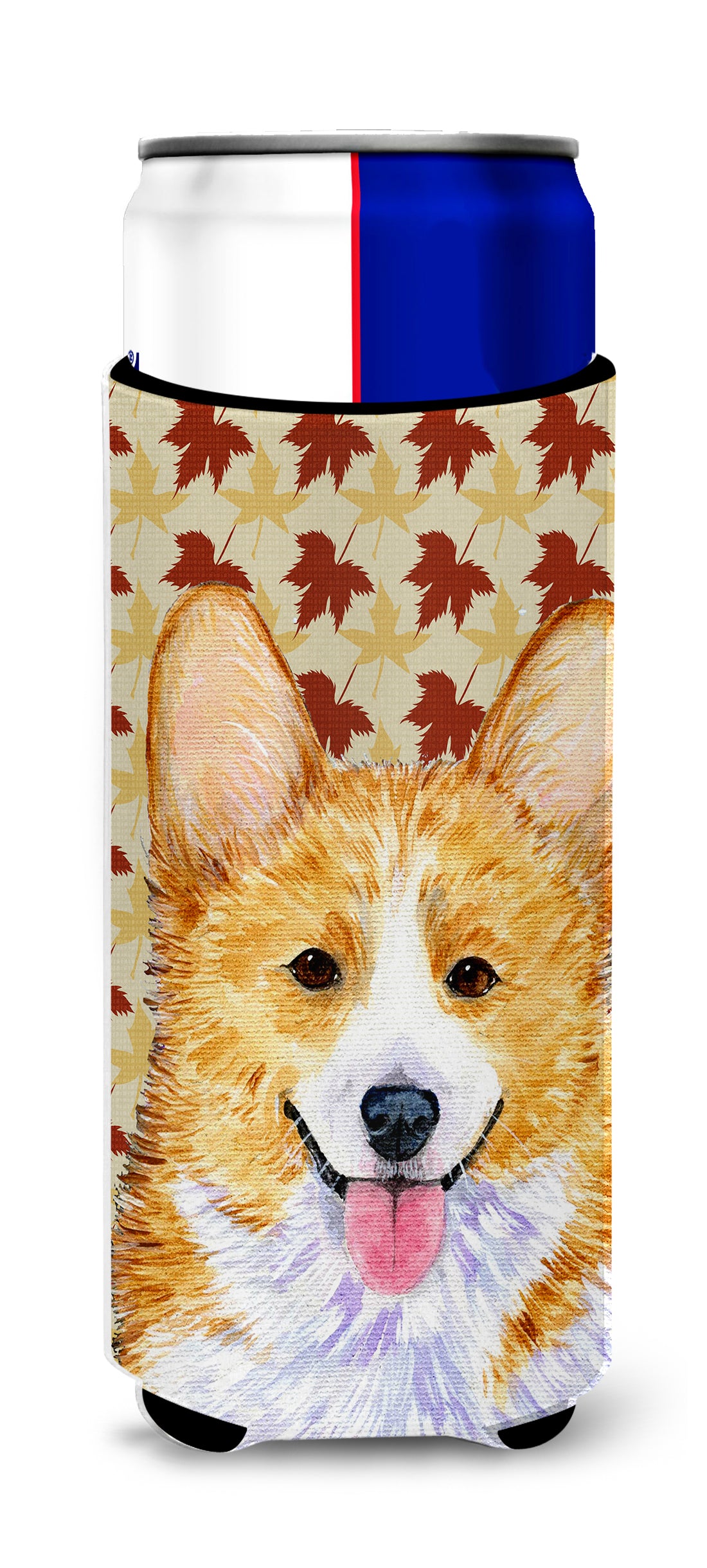 Corgi Fall Leaves Portrait Ultra Beverage Insulators for slim cans SS4370MUK.