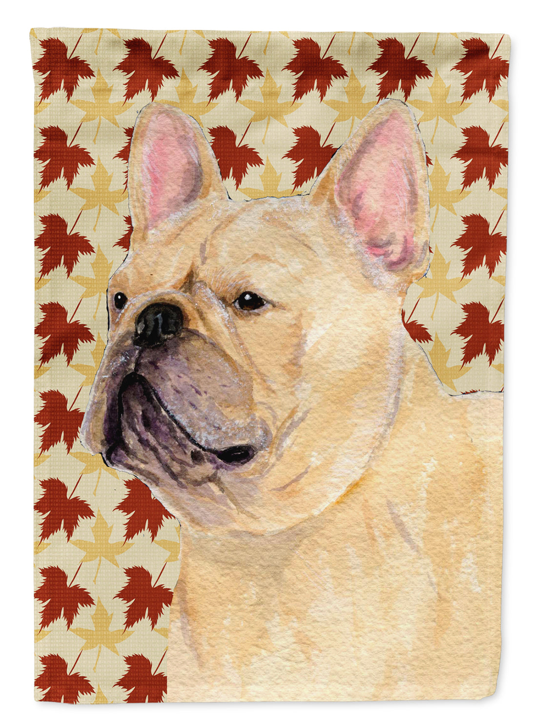 French Bulldog Fall Leaves Portrait Flag Canvas House Size  the-store.com.