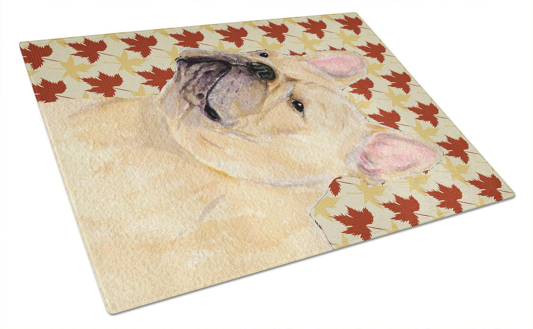 French Bulldog Fall Leaves Portrait Glass Cutting Board Large by Caroline's Treasures