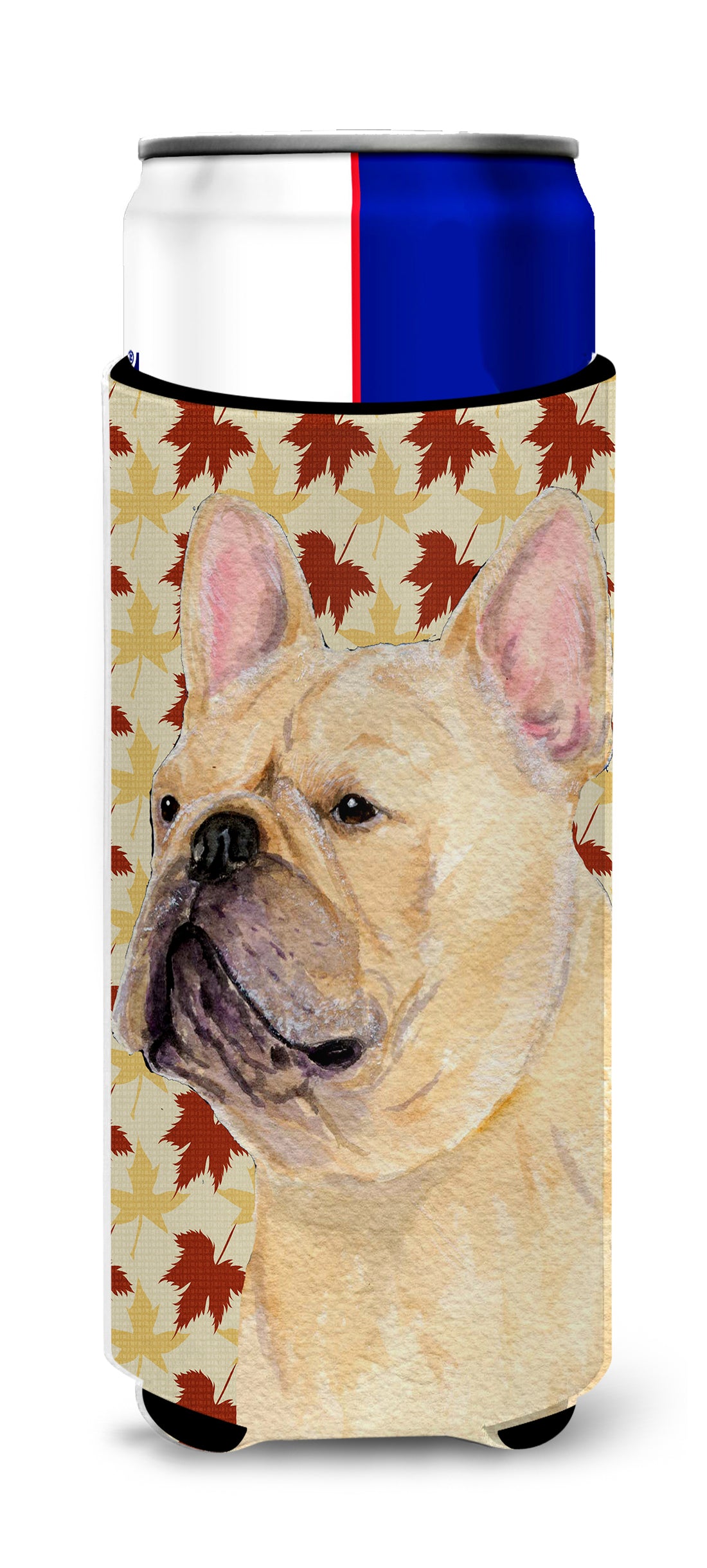 French Bulldog Fall Leaves Portrait Ultra Beverage Insulators for slim cans SS4371MUK.