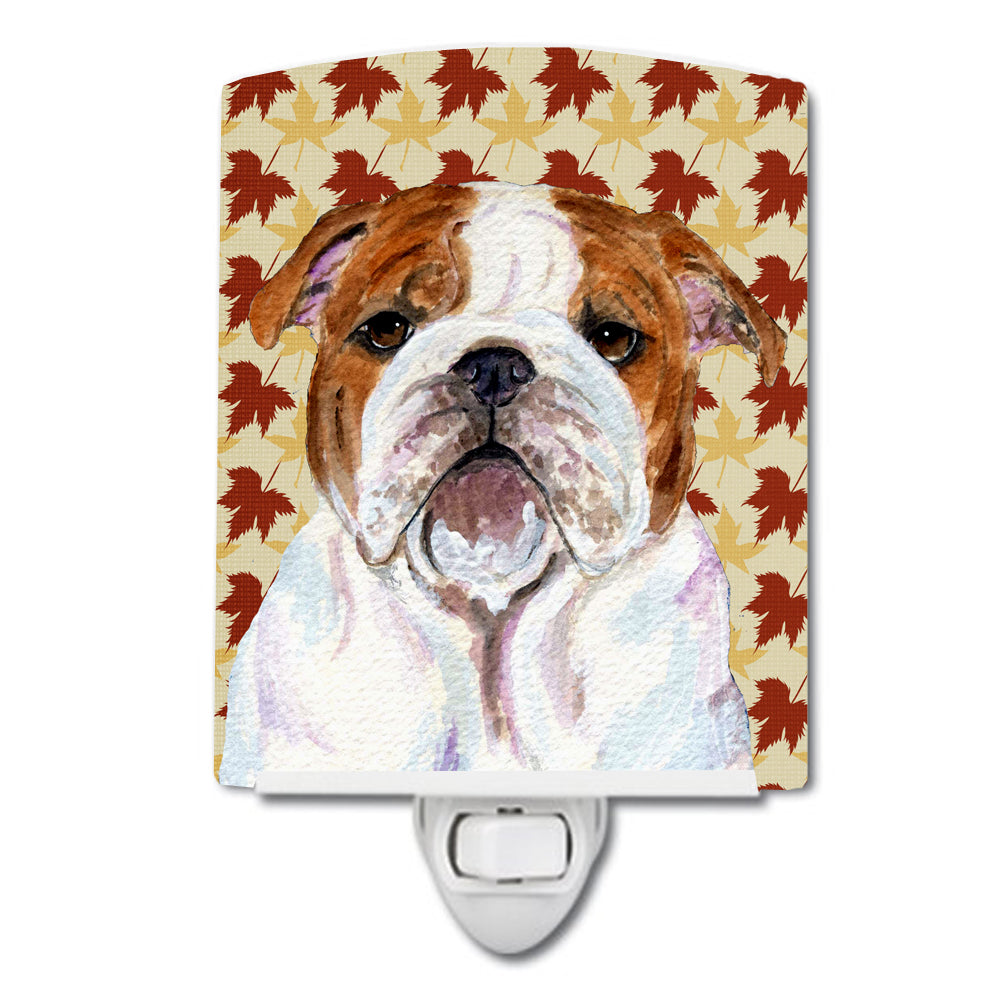 Bulldog English Fall Leaves Portrait Ceramic Night Light SS4372CNL - the-store.com