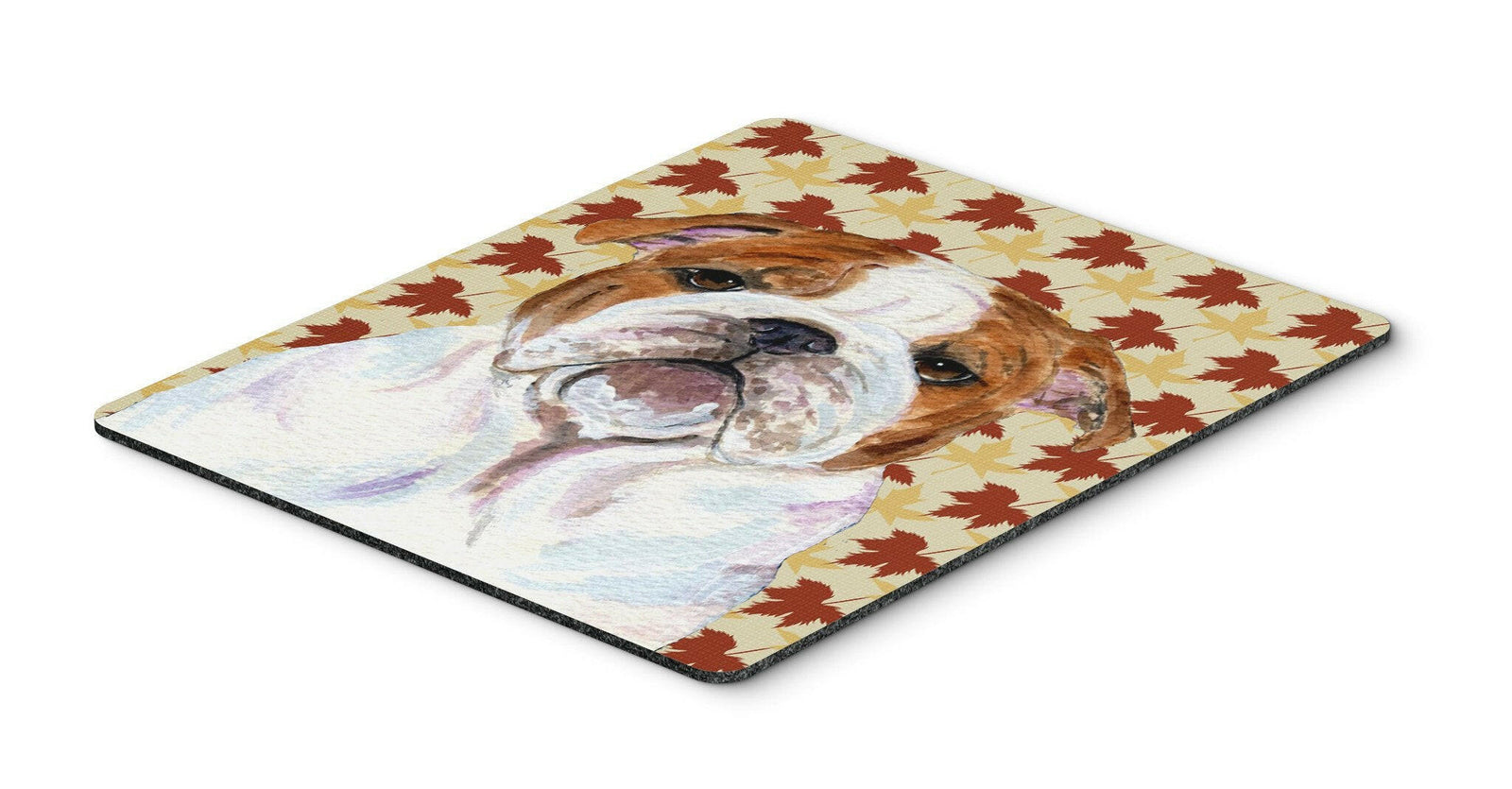 Bulldog English Fall Leaves Portrait Mouse Pad, Hot Pad or Trivet by Caroline's Treasures