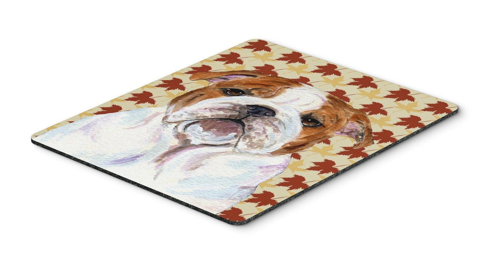 Bulldog English Fall Leaves Portrait Mouse Pad, Hot Pad or Trivet by Caroline's Treasures