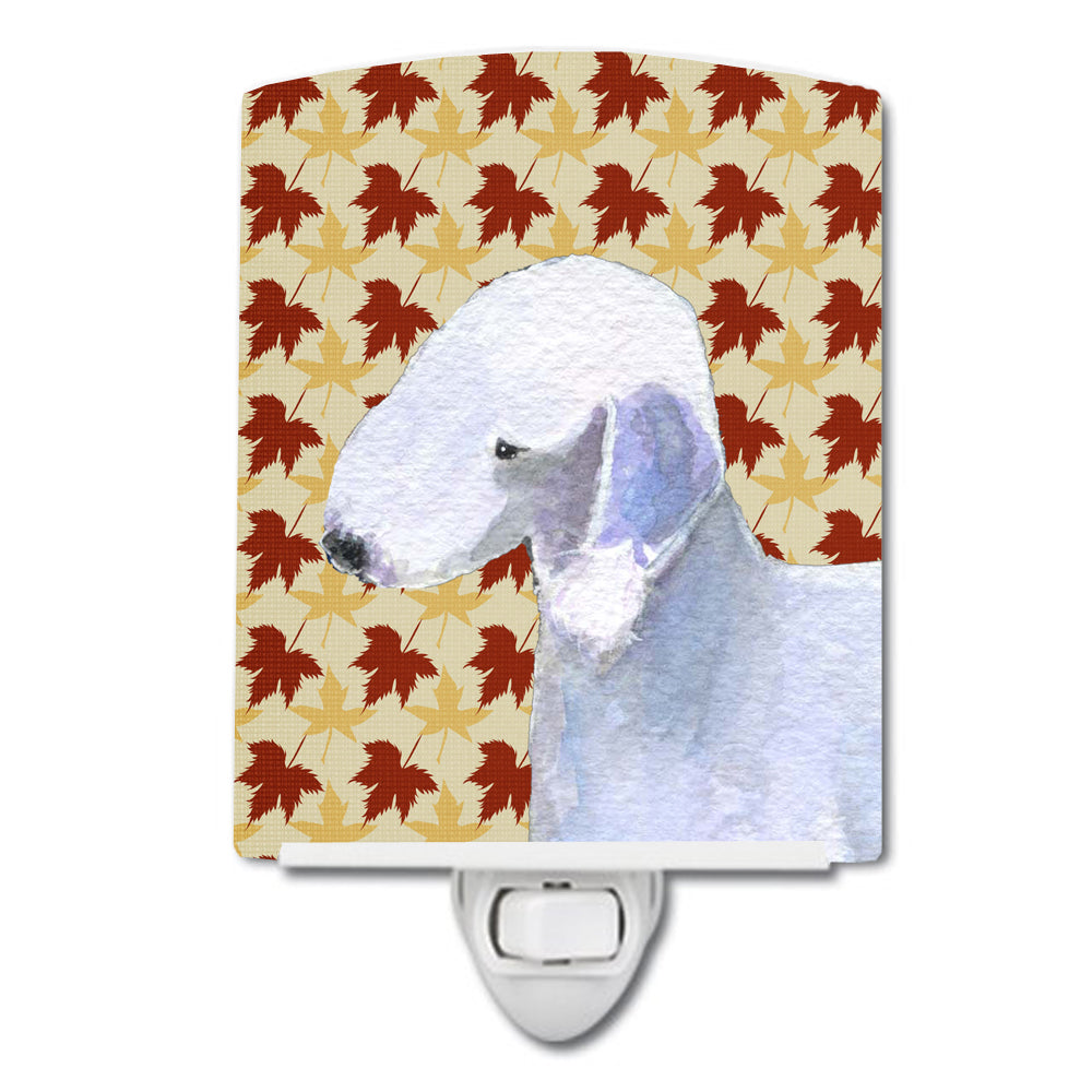 Bedlington Terrier Fall Leaves Portrait Ceramic Night Light SS4373CNL - the-store.com