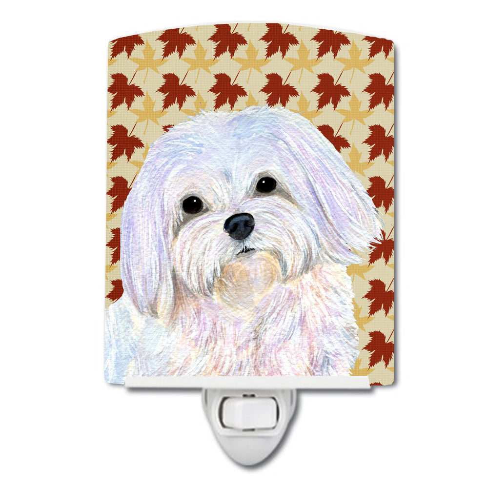 Maltese Fall Leaves Portrait Ceramic Night Light SS4374CNL - the-store.com