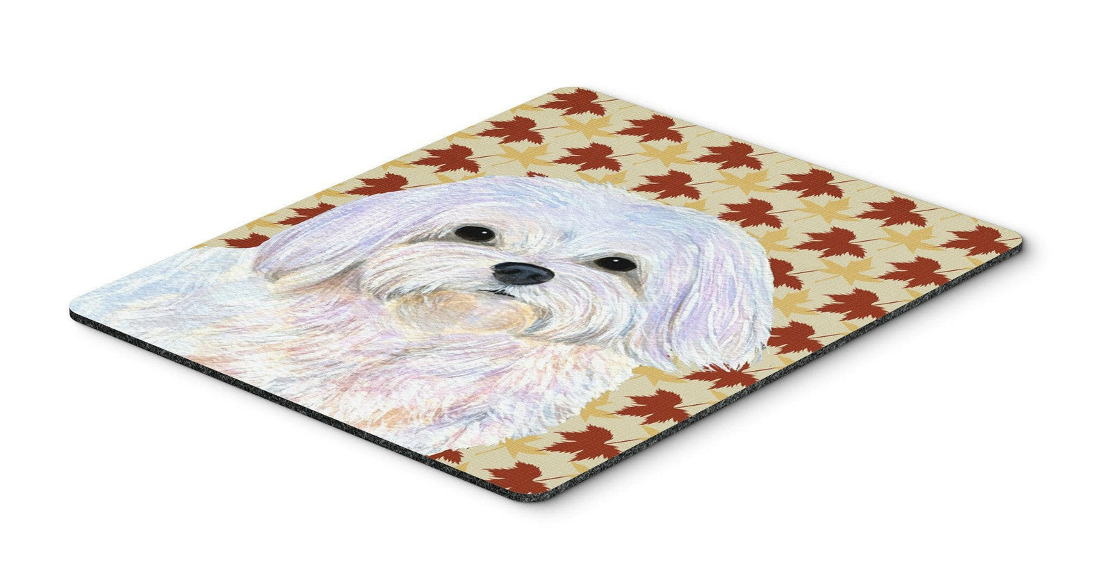 Maltese Fall Leaves Portrait Mouse Pad, Hot Pad or Trivet by Caroline's Treasures