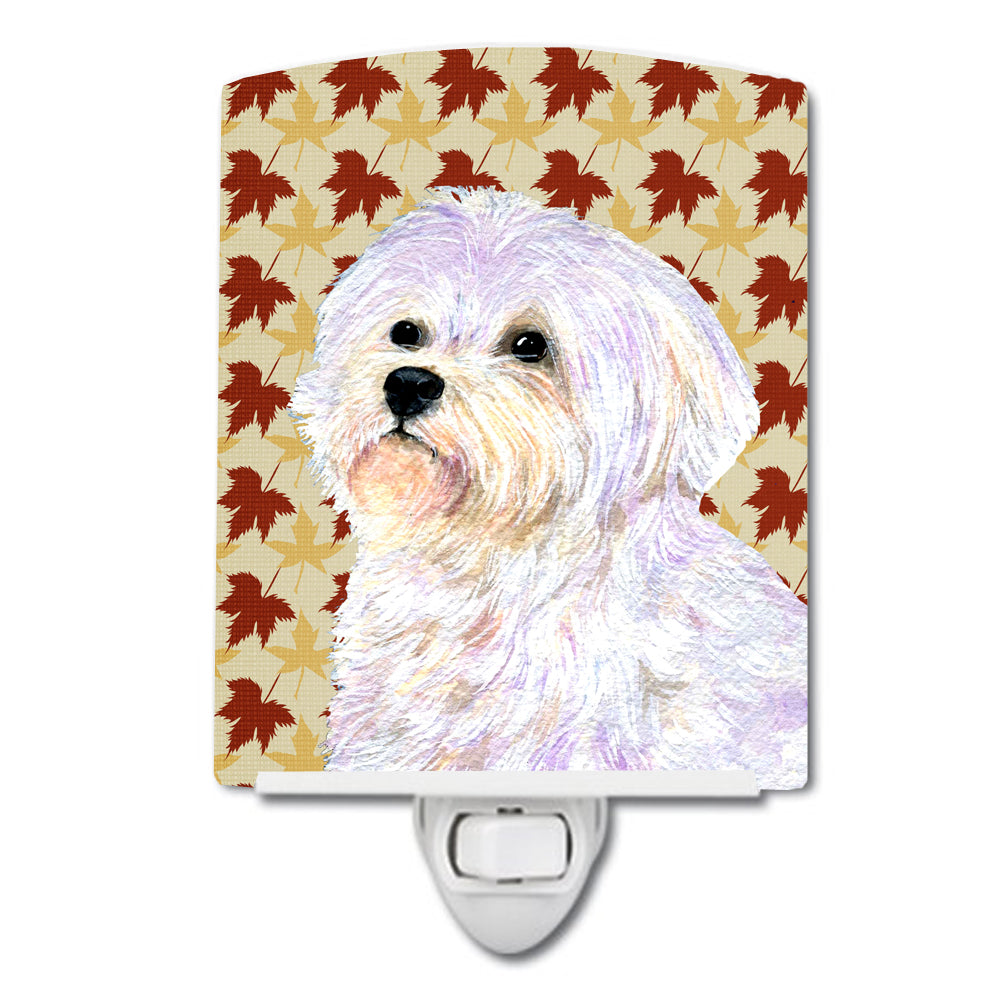 Maltese Fall Leaves Portrait Ceramic Night Light SS4375CNL - the-store.com