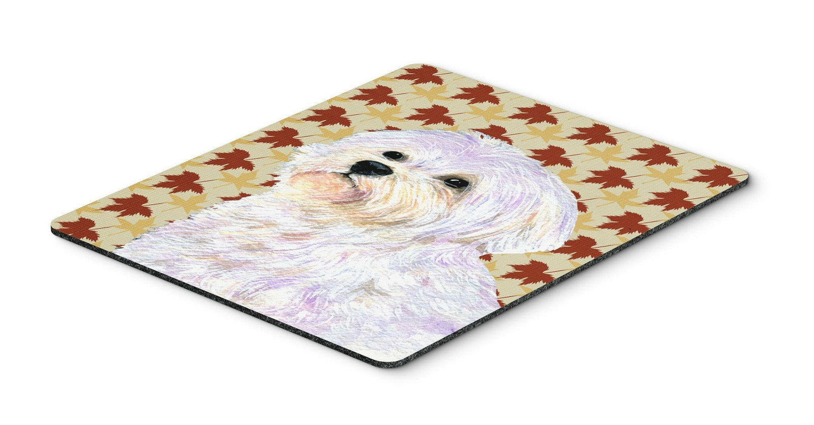 Maltese Fall Leaves Portrait Mouse Pad, Hot Pad or Trivet by Caroline's Treasures