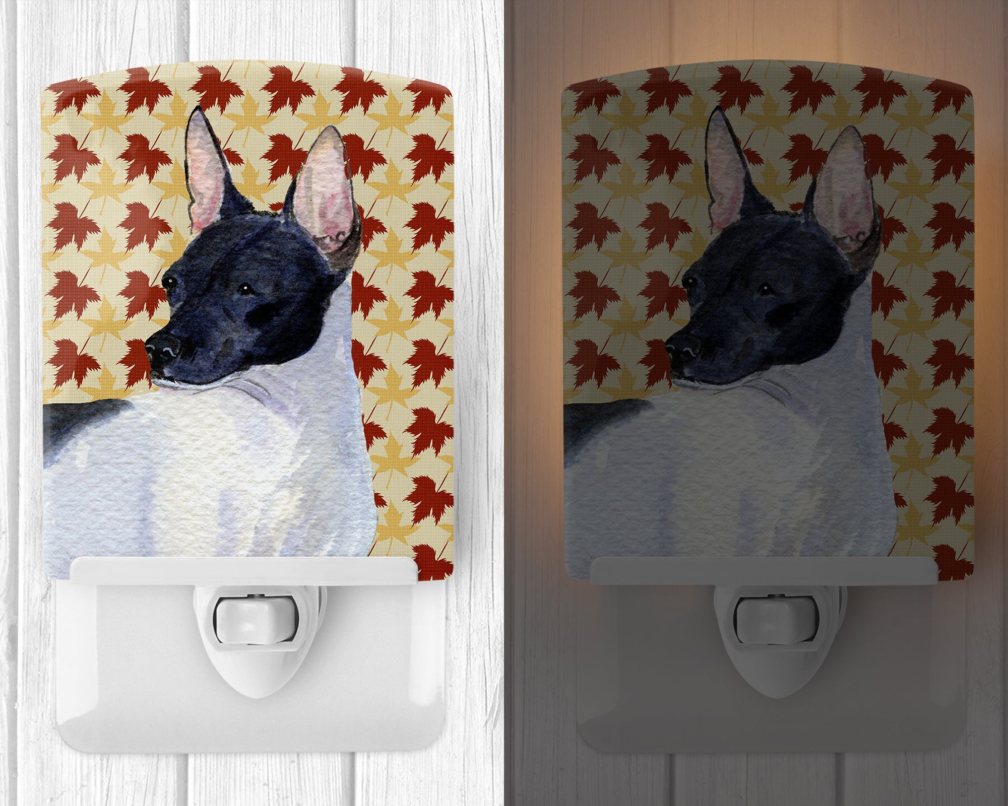 Rat Terrier Fall Leaves Portrait Ceramic Night Light SS4376CNL - the-store.com