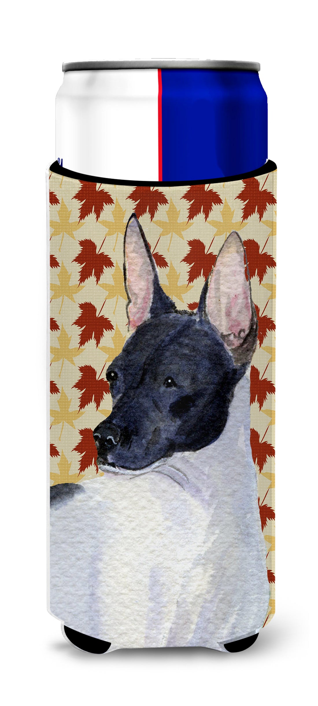 Rat Terrier Fall Leaves Portrait Ultra Beverage Insulators for slim cans SS4376MUK.