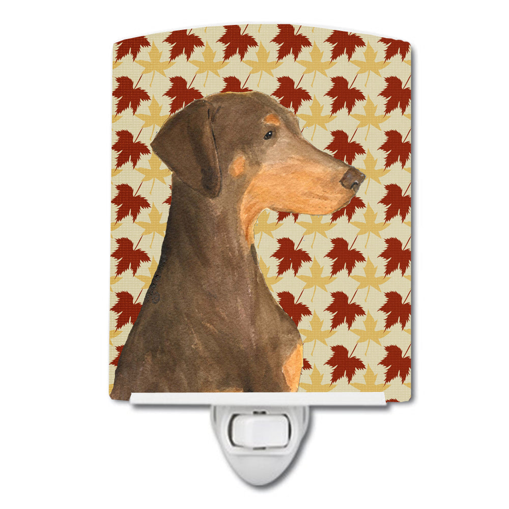 Doberman Fall Leaves Portrait Ceramic Night Light SS4377CNL - the-store.com