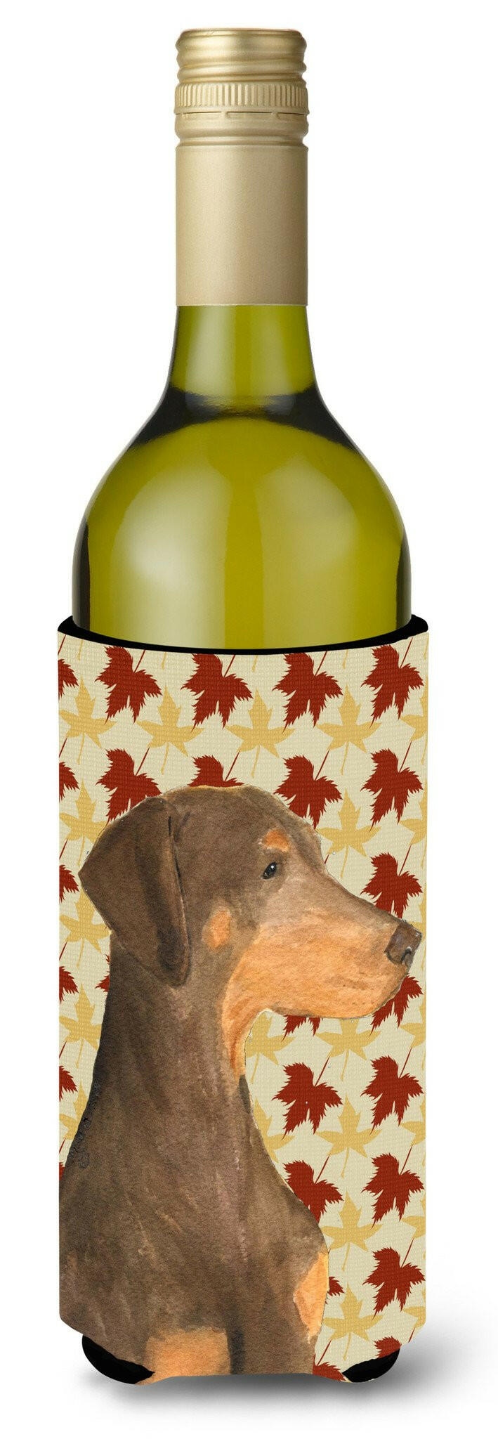 Doberman Fall Leaves Portrait Wine Bottle Beverage Insulator Beverage Insulator Hugger SS4377LITERK by Caroline's Treasures