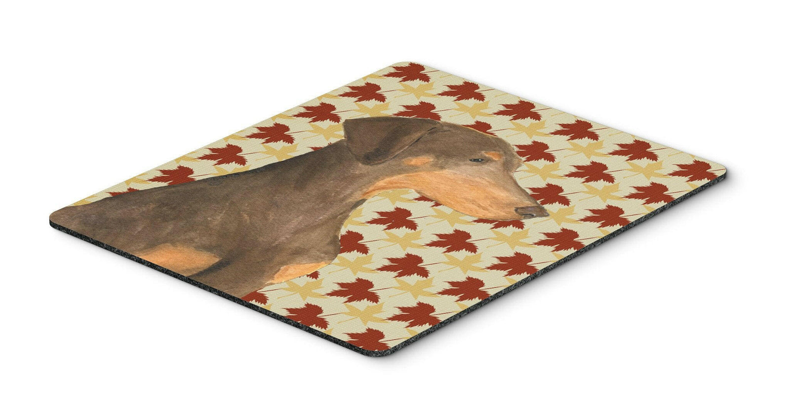 Doberman Fall Leaves Portrait Mouse Pad, Hot Pad or Trivet by Caroline's Treasures