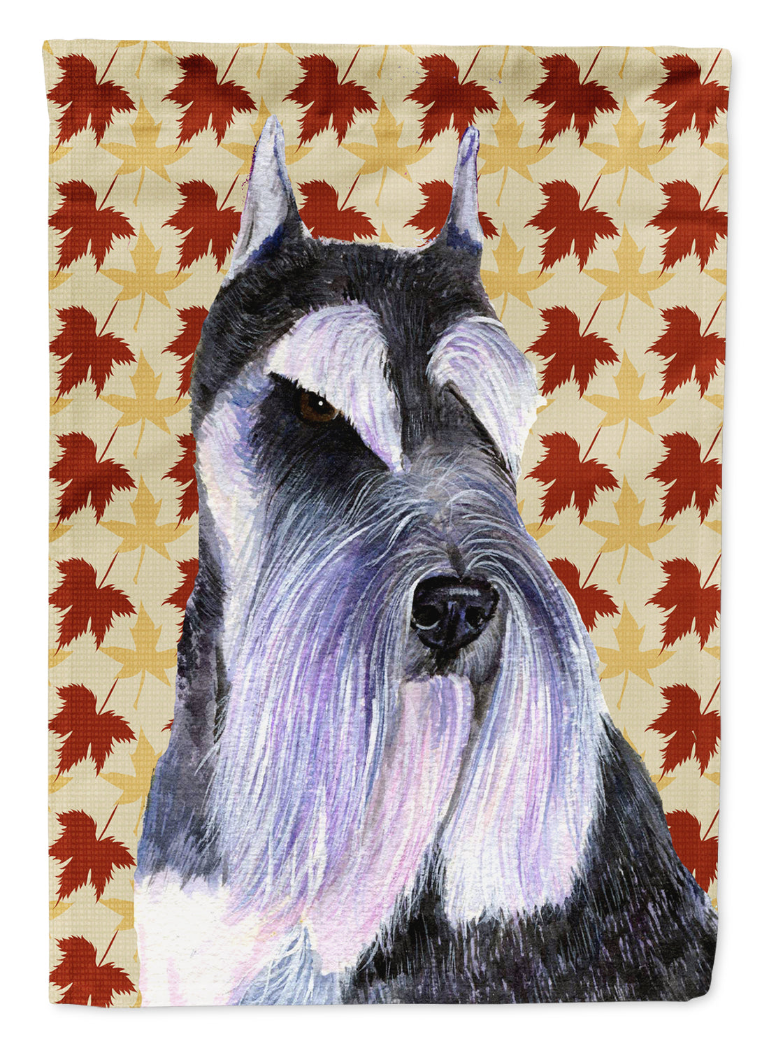 Schnauzer Fall Leaves Portrait Flag Garden Size.