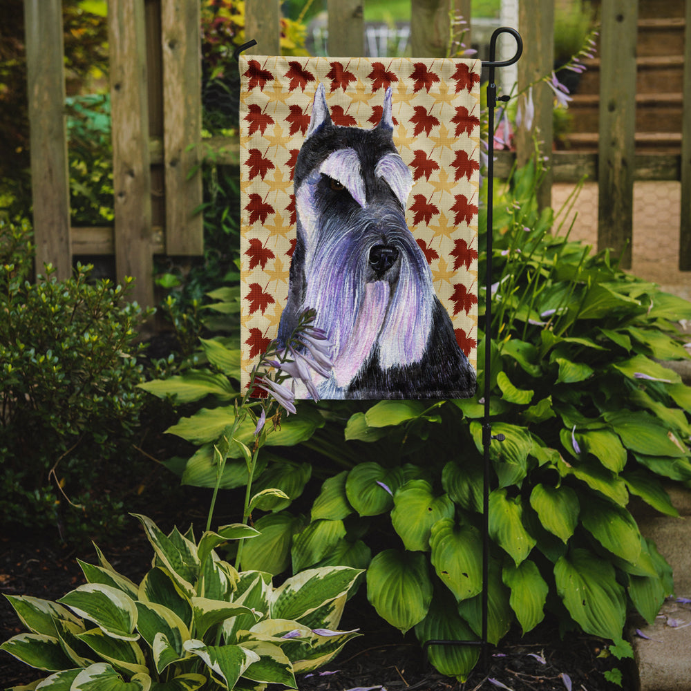 Schnauzer Fall Leaves Portrait Flag Garden Size.