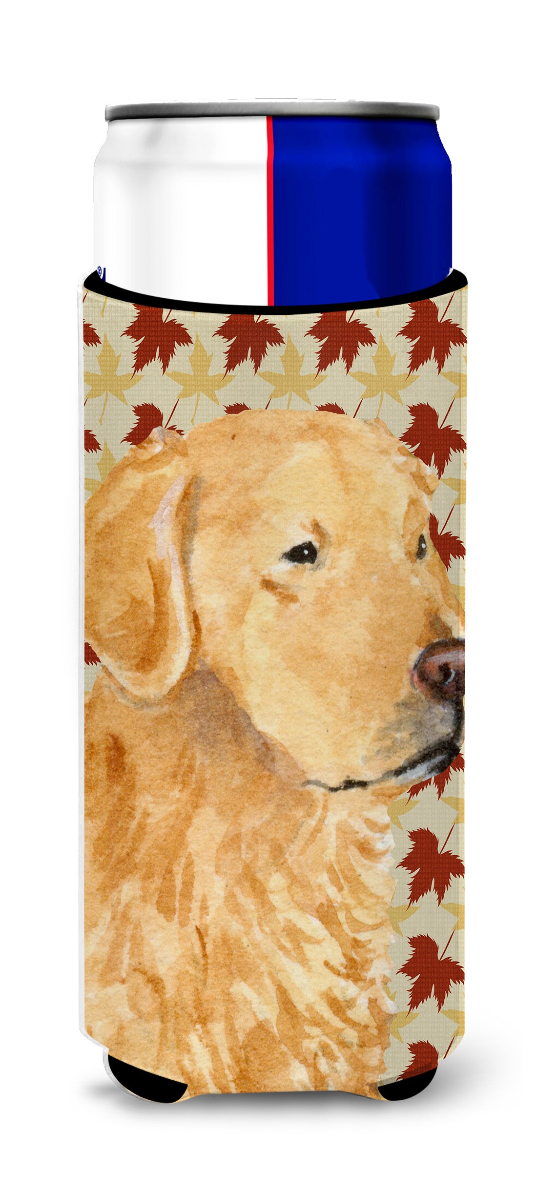 Golden Retriever Fall Leaves Portrait Ultra Beverage Insulators for slim cans SS4380MUK.