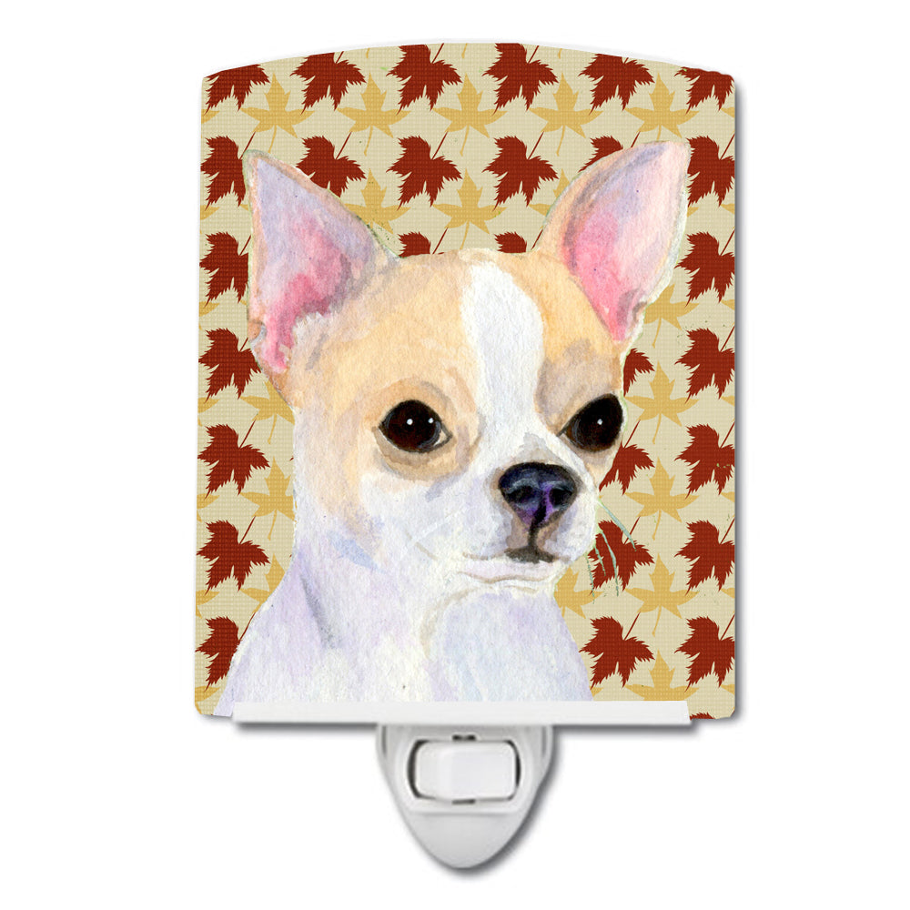 Chihuahua Fall Leaves Portrait Ceramic Night Light SS4382CNL - the-store.com