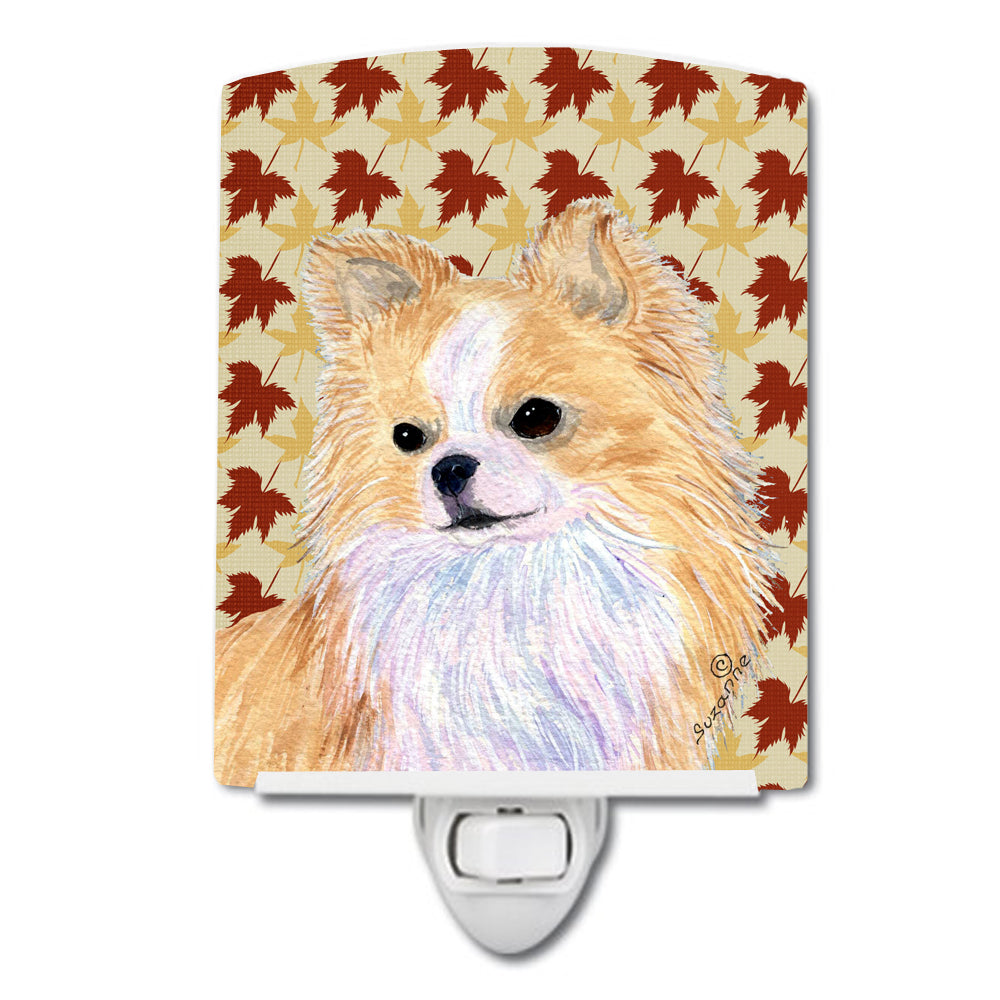 Chihuahua Fall Leaves Portrait Ceramic Night Light SS4383CNL - the-store.com