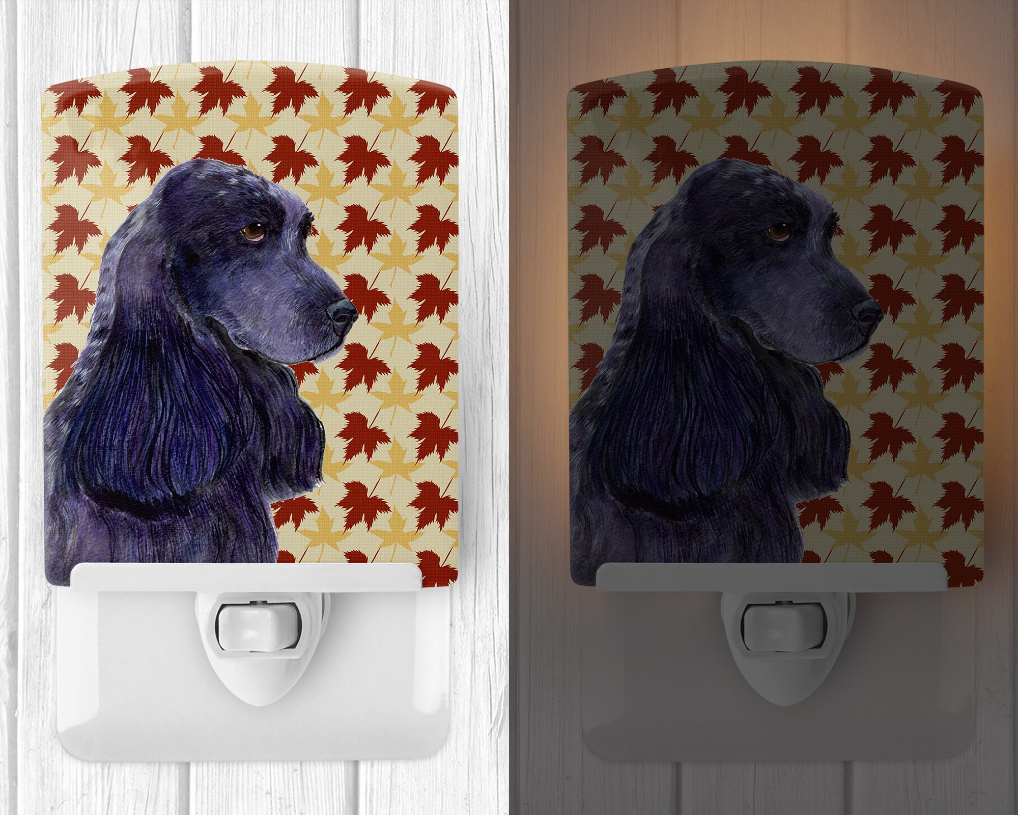 Cocker Spaniel Fall Leaves Portrait Ceramic Night Light SS4385CNL - the-store.com