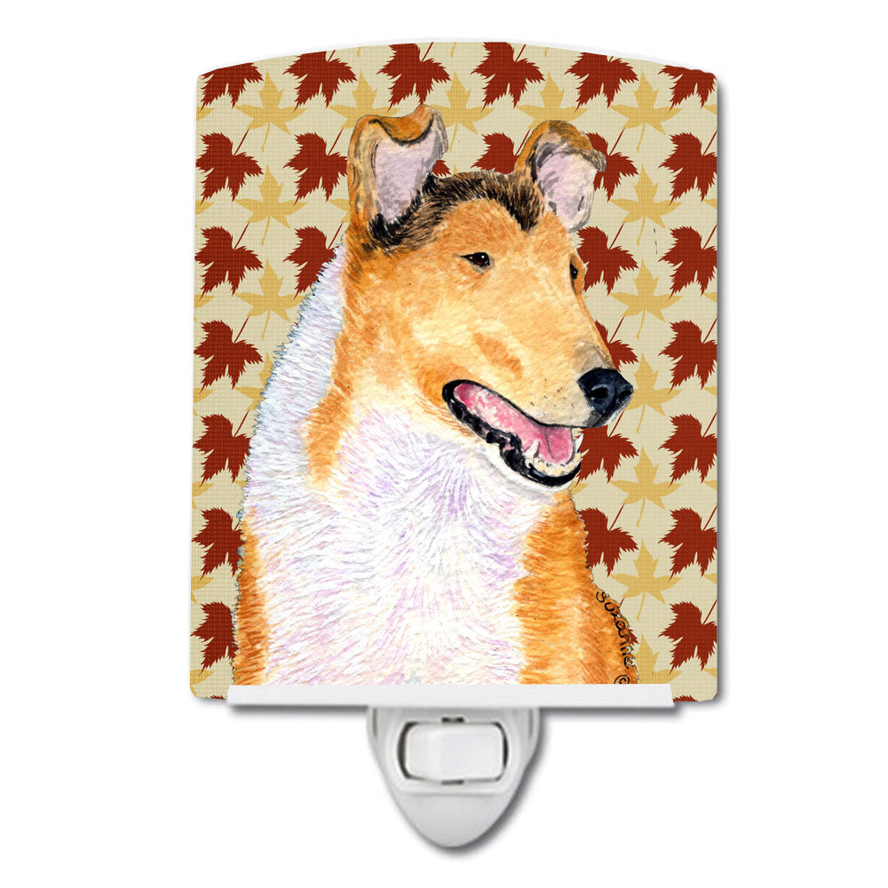 Collie Smooth Fall Leaves Portrait Ceramic Night Light SS4386CNL - the-store.com