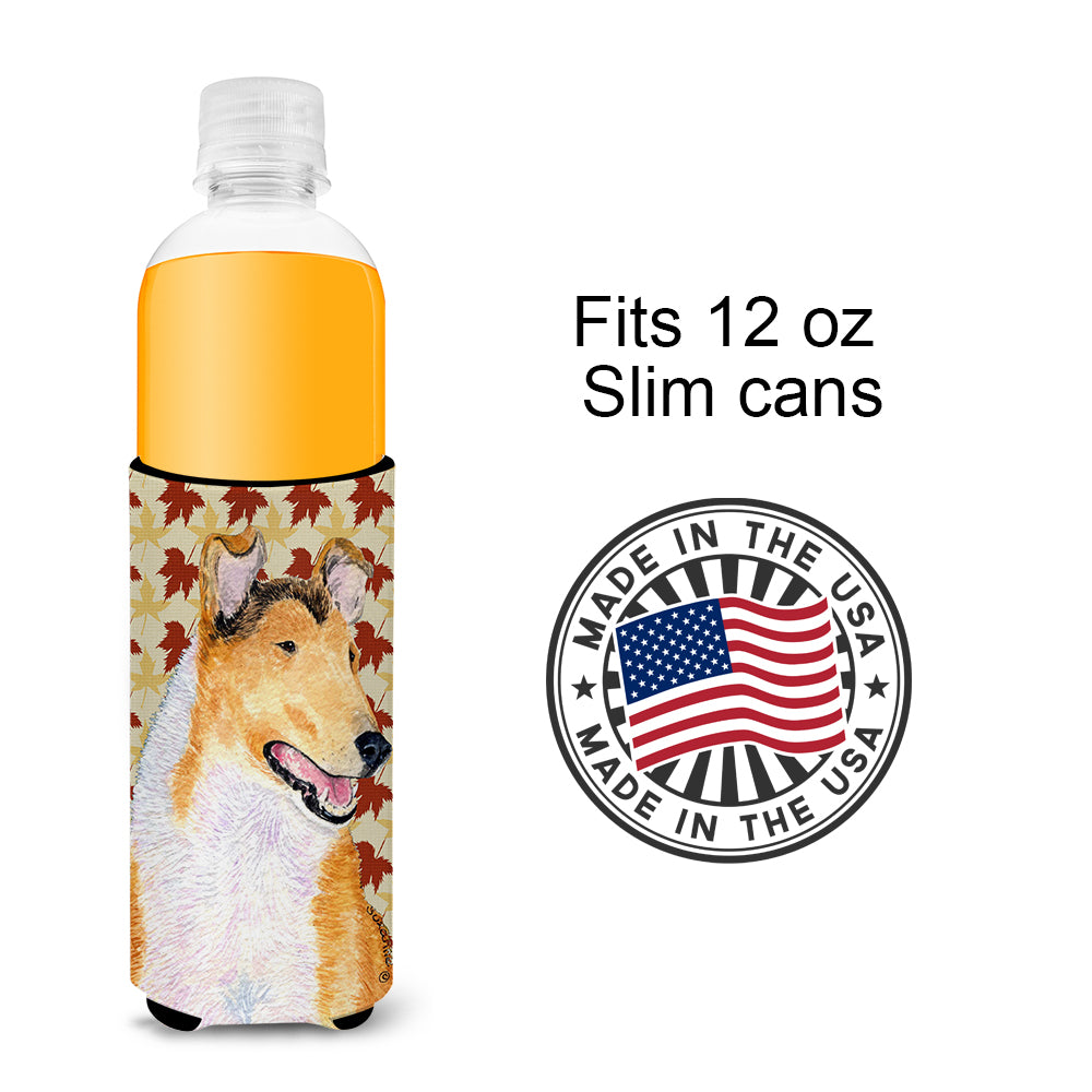 Collie Smooth Fall Leaves Portrait Ultra Beverage Insulators for slim cans SS4386MUK.