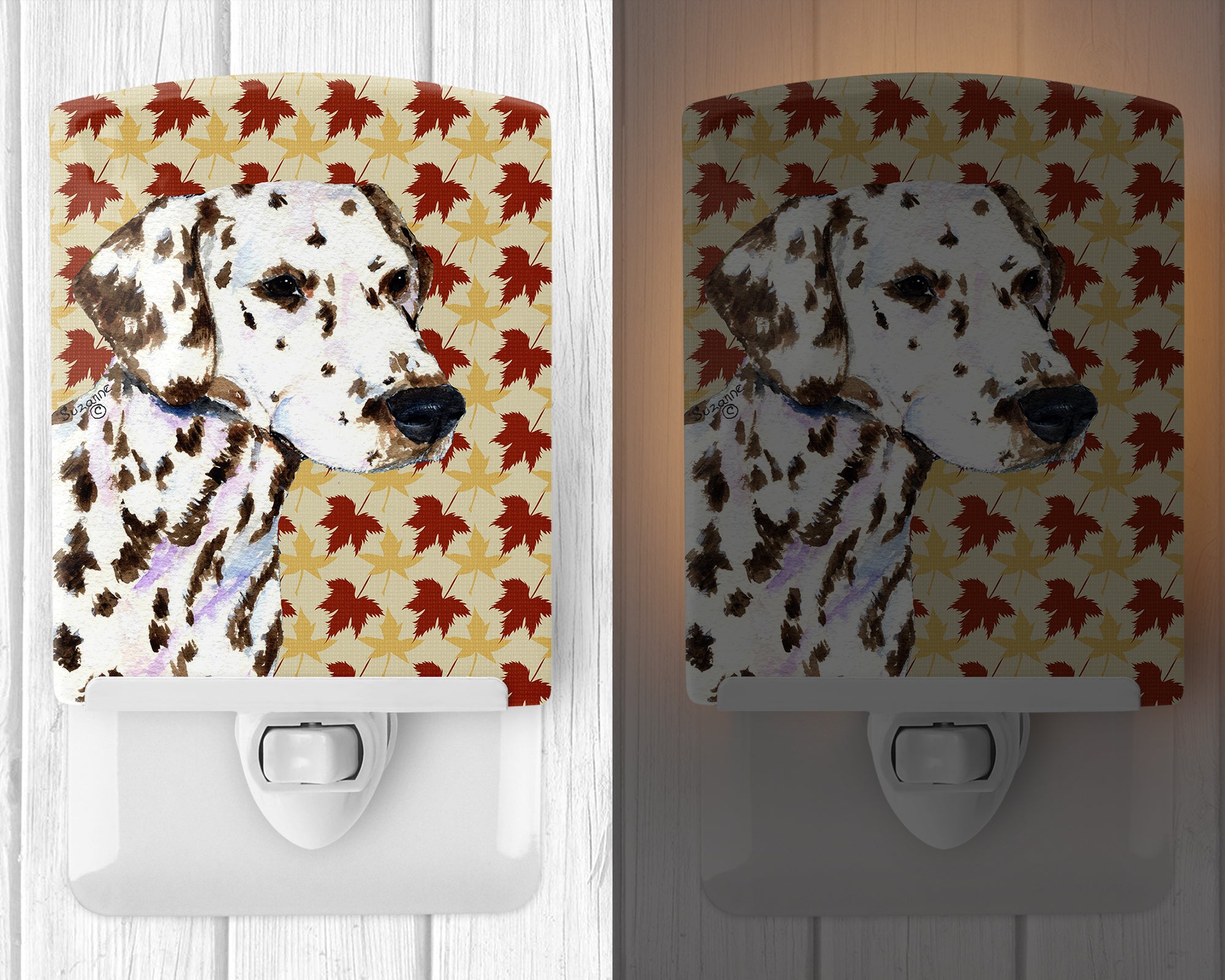 Dalmatian Fall Leaves Portrait Ceramic Night Light SS4387CNL - the-store.com