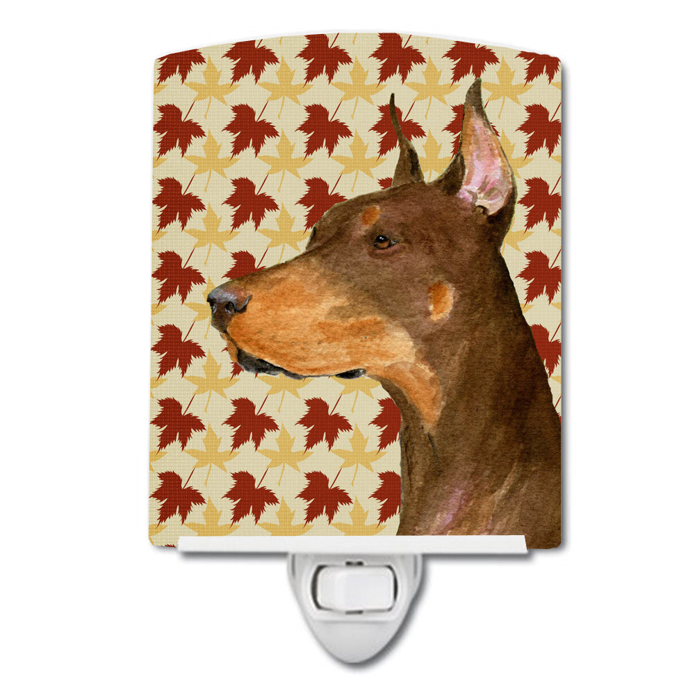 Doberman Fall Leaves Portrait Ceramic Night Light SS4388CNL - the-store.com