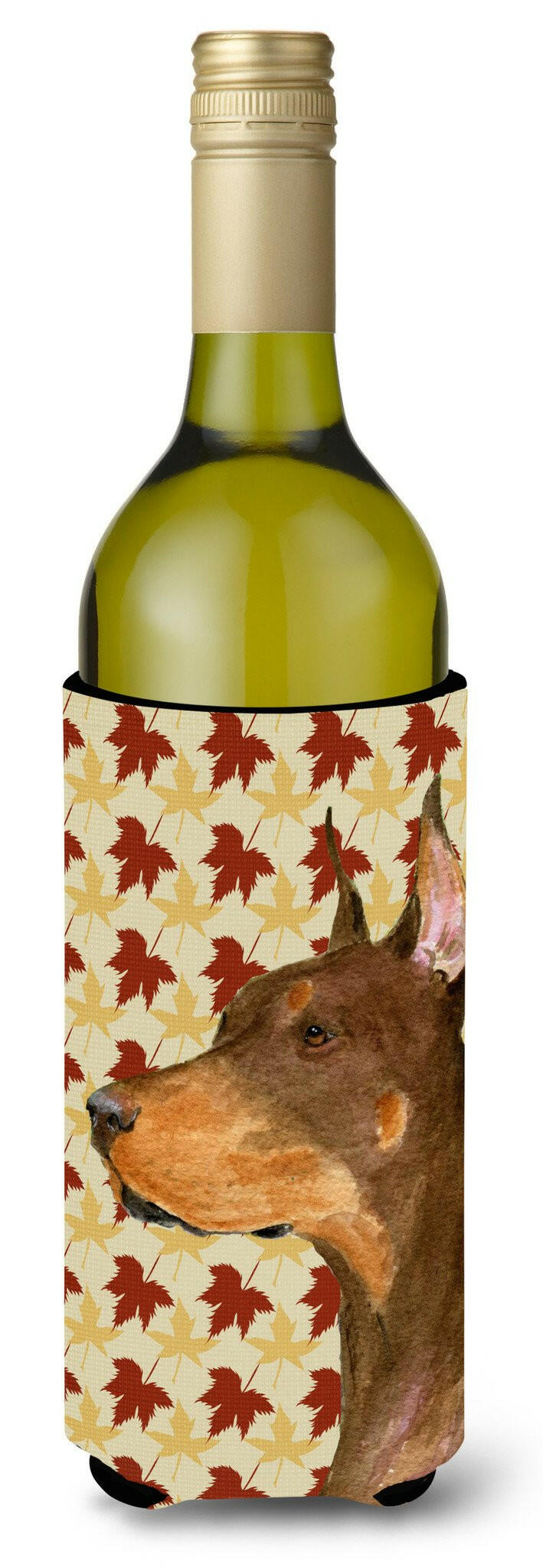 Doberman Fall Leaves Portrait Wine Bottle Beverage Insulator Beverage Insulator Hugger SS4388LITERK by Caroline's Treasures