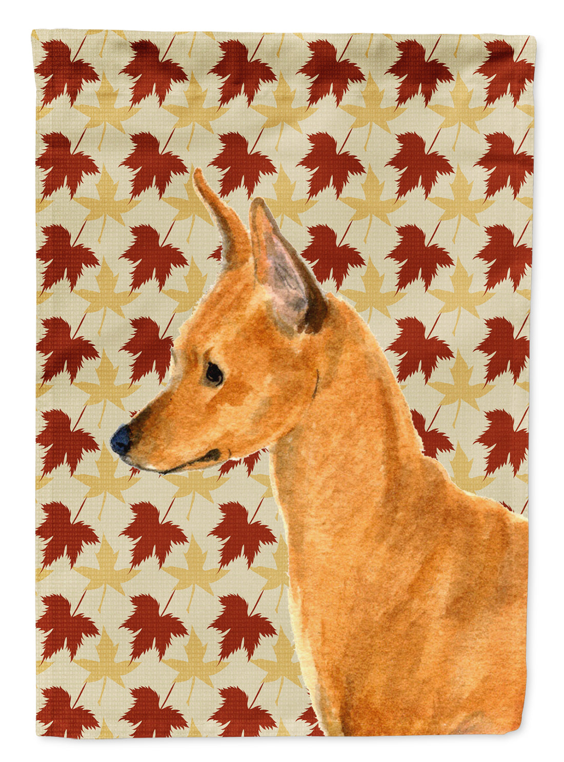 Min Pin Fall Leaves Portrait Flag Canvas House Size  the-store.com.