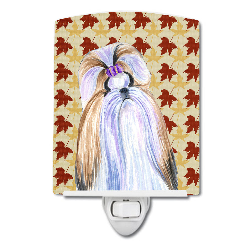 Shih Tzu Fall Leaves Portrait Ceramic Night Light SS4391CNL - the-store.com