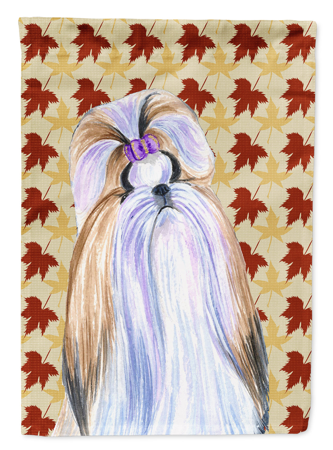 Shih Tzu Fall Leaves Portrait Flag Garden Size.