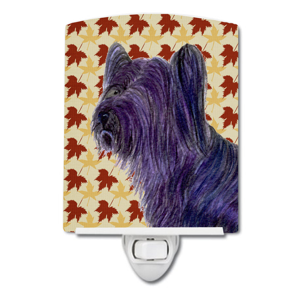 Skye Terrier Fall Leaves Portrait Ceramic Night Light SS4393CNL - the-store.com