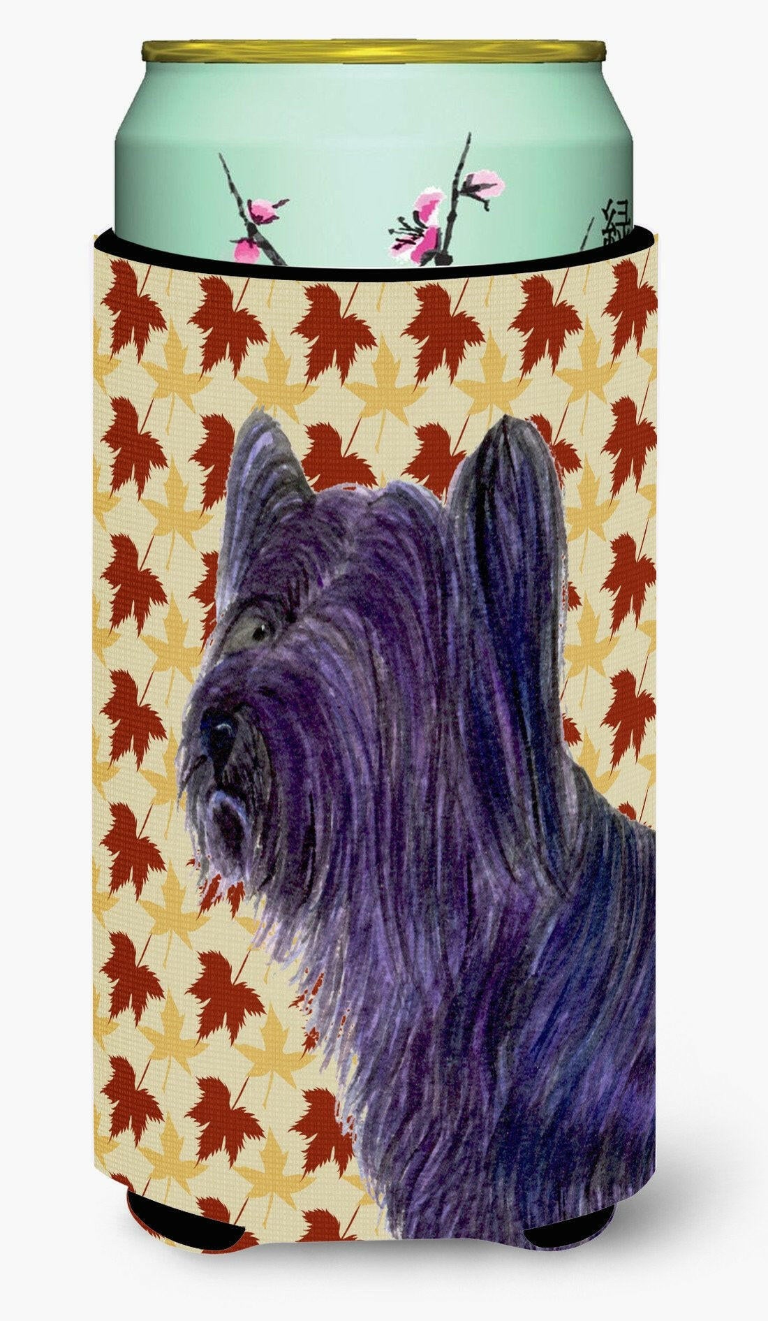 Skye Terrier Fall Leaves Portrait  Tall Boy Beverage Insulator Beverage Insulator Hugger by Caroline's Treasures