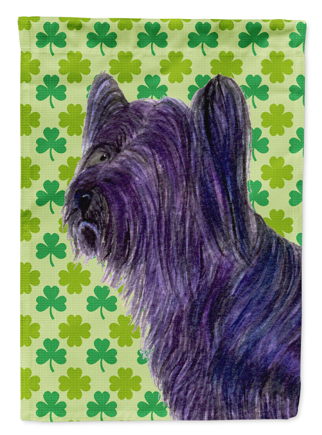 Skye Terrier St. Patrick's Day Shamrock Flag Canvas House Size  the-store.com.