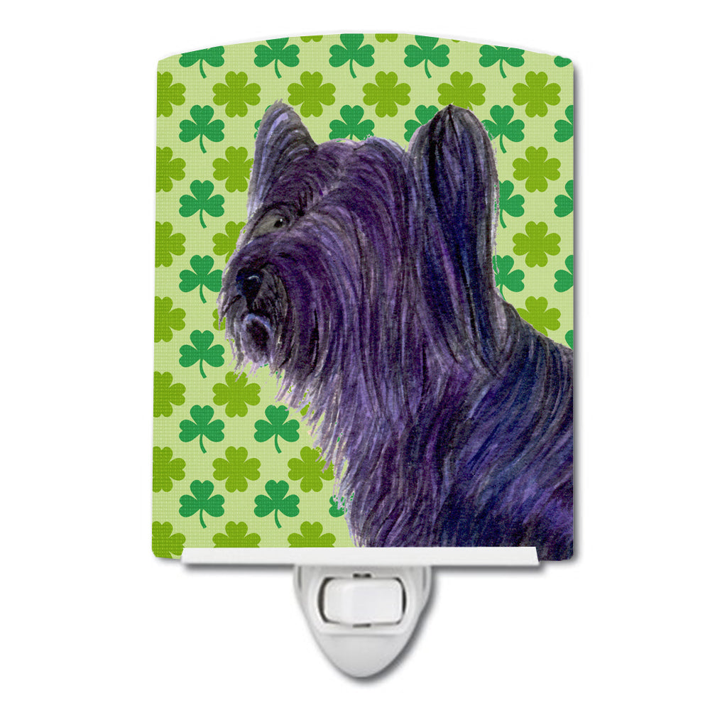 Skye Terrier St. Patrick&#39;s Day Shamrock Portrait Ceramic Night Light SS4394CNL - the-store.com